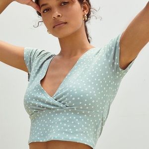 Pacsun Green Floral Crop Top